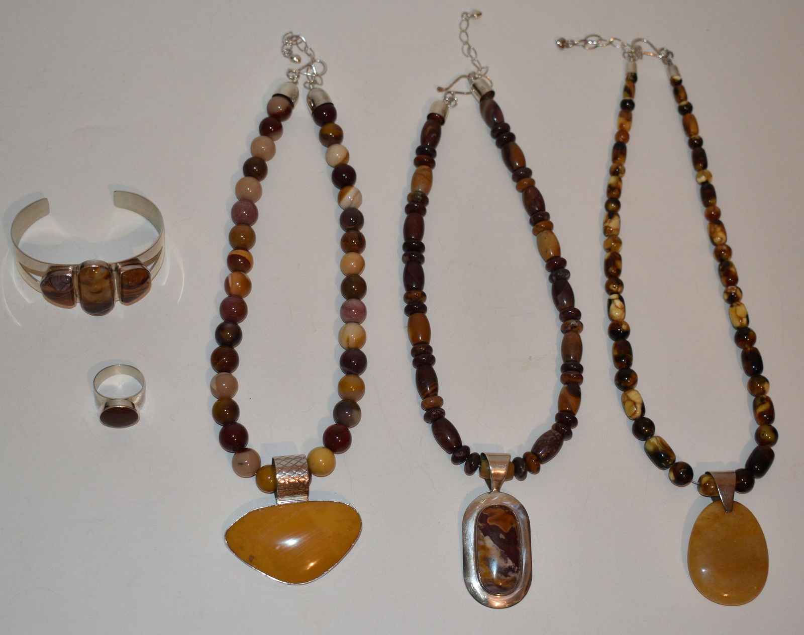 5 CONT. STERLING, CABERNET JASPER, HARD STONE NECKLACES (1 of 15)