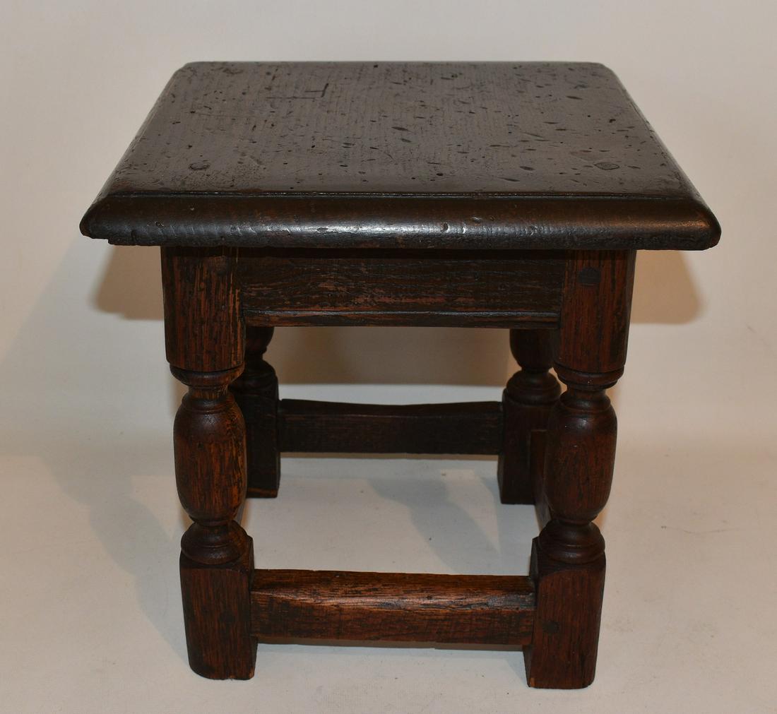 WILLIAM & MARY STYLE OAK JOINT STOOL, 19TH C. (1 of 12)