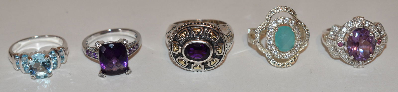 (5) CONTEMPORARY STERLING RINGS INCL. TOPAZ, AMETHYST (1 of 14)