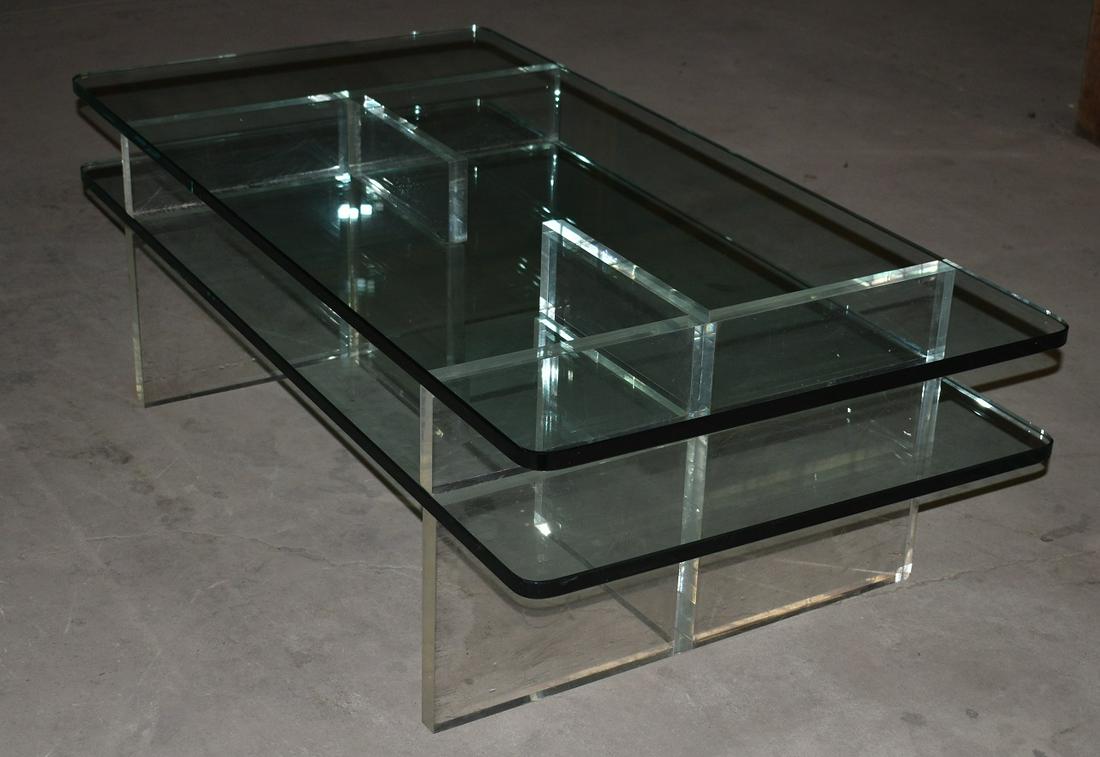 MID CENTURY MODERN LUCITE/GLASS COFFEE TABLE SIGNED (1 of 12)