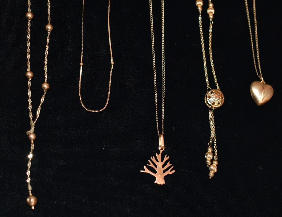 LOT (5) MODERN 10/14KT YELLOW GOLD NECKLACES, 20TH C. (1 of 19)