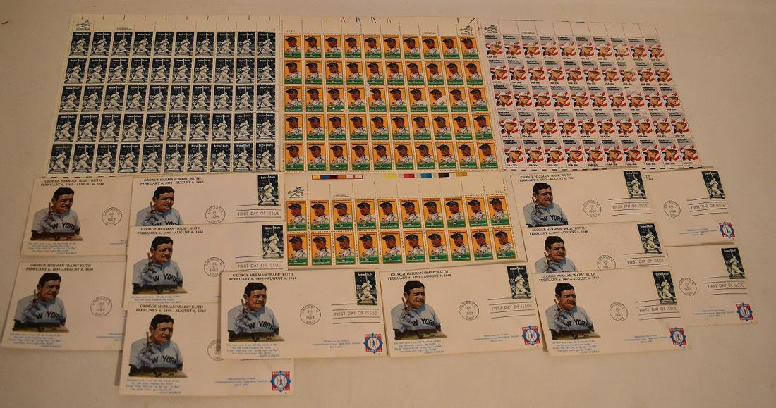 LOT ASSORTED BASEBALL PLAYER STAMPS INCL. BABE RUTH (1 of 7)