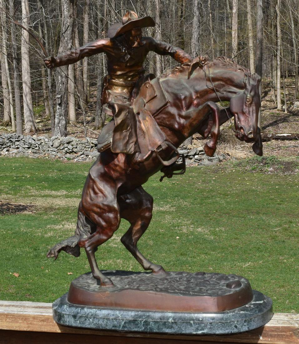 BRONZE STATUE BRONCO BUSTER SIGNED FREDERIC REMINGTON (1 of 6)