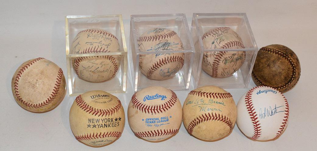 9 ASSORTED VINTAGE BASEBALLS, SOME SIGNED/FACSIMILE (1 of 20)