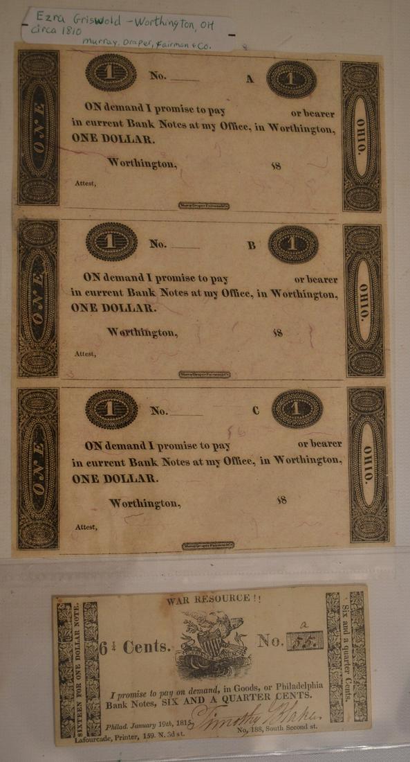 (2) INCL. RARE 6 1/4 CENT BANK NOTE PHILADELPHIA ISSUE (1 of 7)