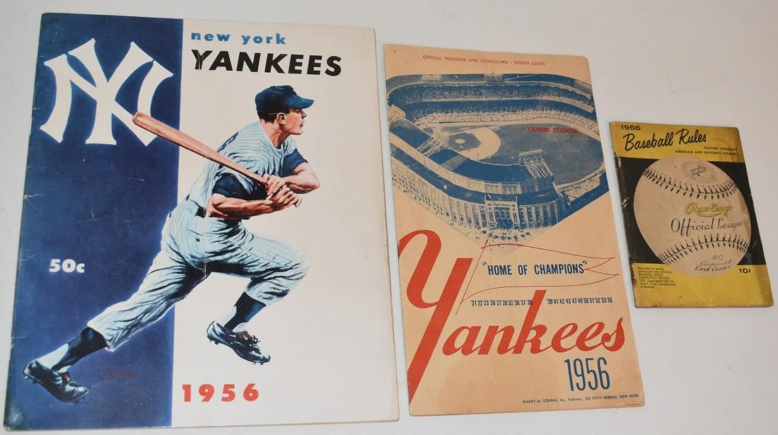 LOT (3) 1956 NY YANKEES INCL. PROGRAM W/ SCORE CARD (1 of 11)