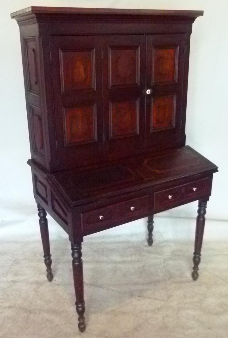 COUNTRY INLAID WALNUT/CHESTNUT PLANTATION DESK, 19TH C. (1 of 11)