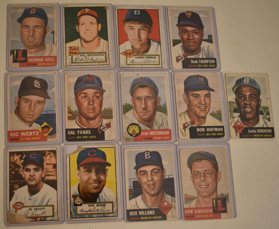 13 TOPPS 1952/53 BASEBALL CARDS INCL. JACKIE ROBINSON (1 of 15)