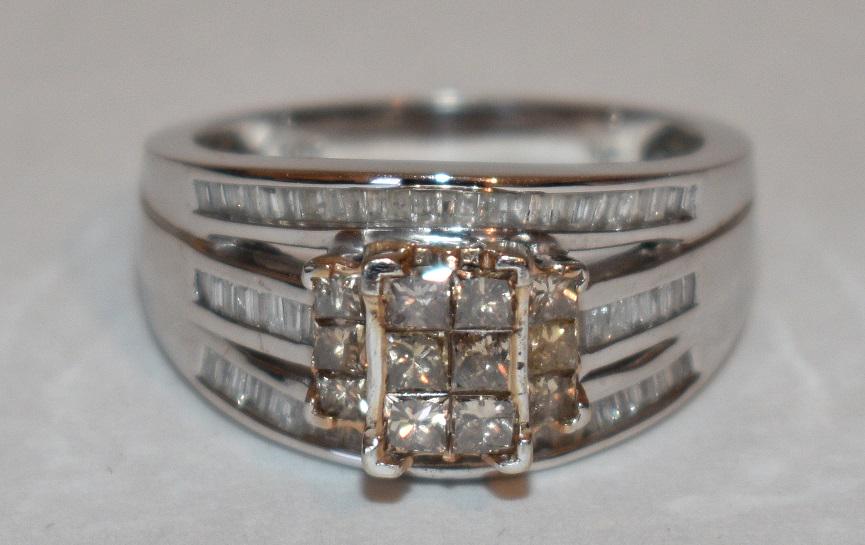 ART DECO STYLE 10KT YW./WH. GOLD DIAMOND RING, 20TH C. (1 of 7)