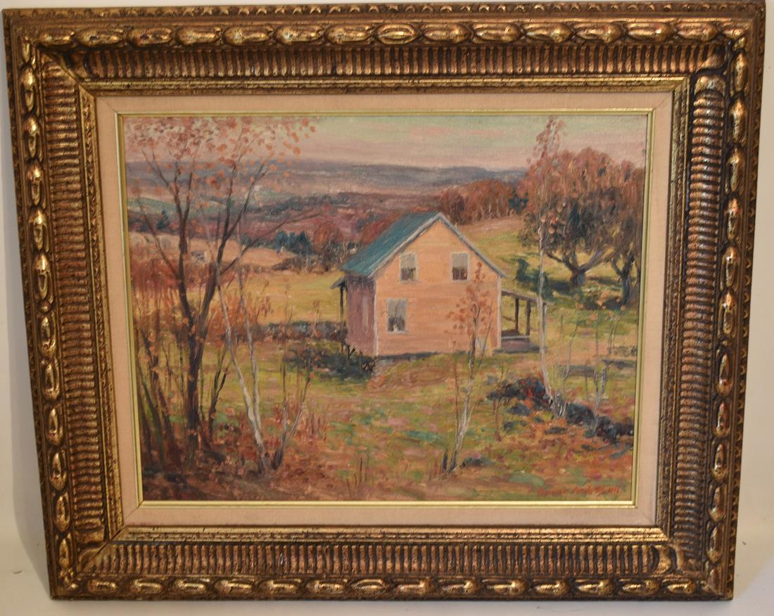 O/B FALL LANDSCAPE W/ HOUSE SIGNED OSCAR ANDERSON (1 of 10)