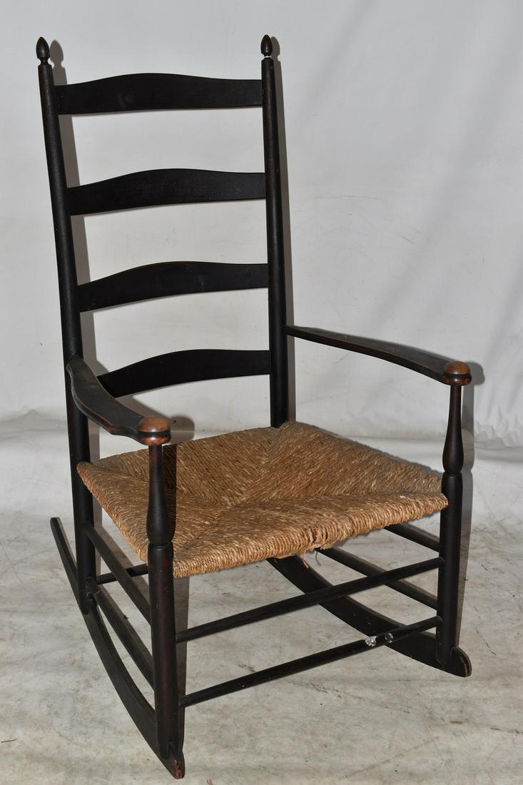 LARGE SHAKER ROCKER W/ RUSH SEAT ORIGINAL SURFACE (1 of 11)