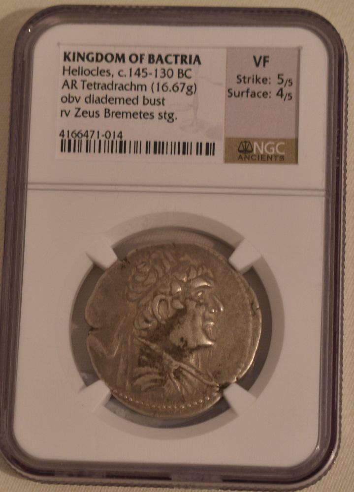 KINGDOM OF BACTRIA-HELIOCLES ANCIENT SILVER COIN AR (1 of 4)