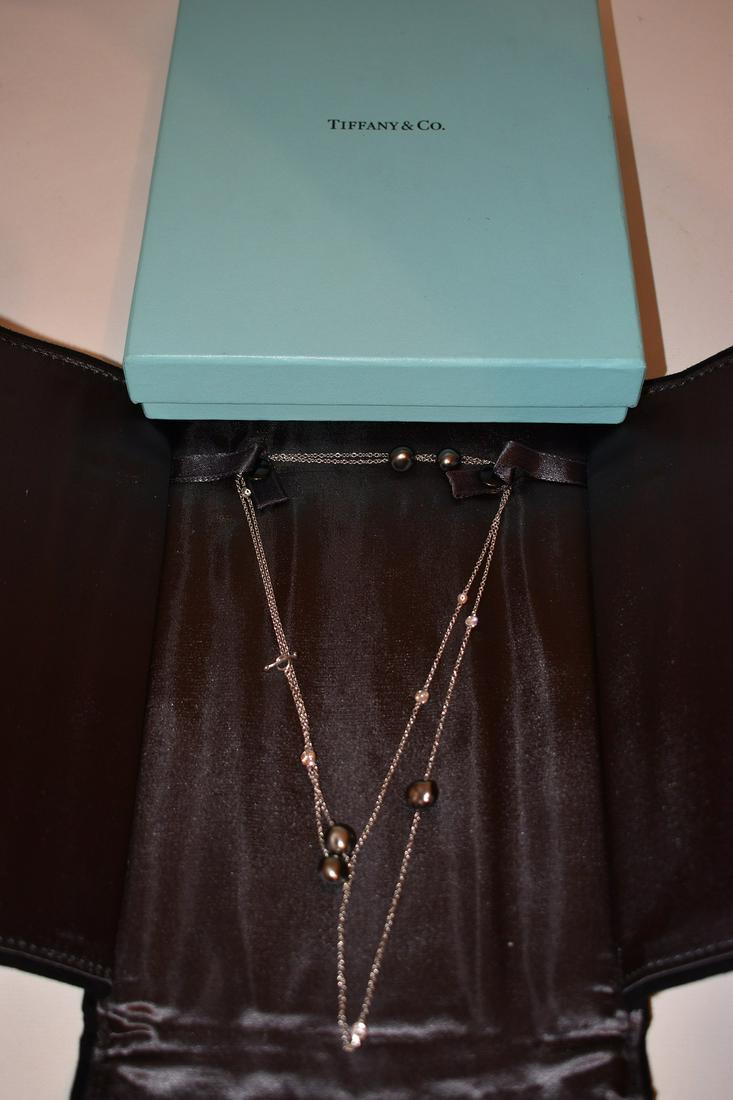 TIFFANY & CO. TAHITIAN BLACK PEARL/DIA. PLAT. NECKLACE (1 of 10)