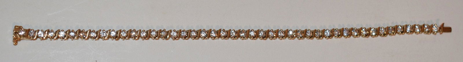 CONT. MODERN 14KT YW GOLD SAPPHIRE TENNIS BRACELET (1 of 9)