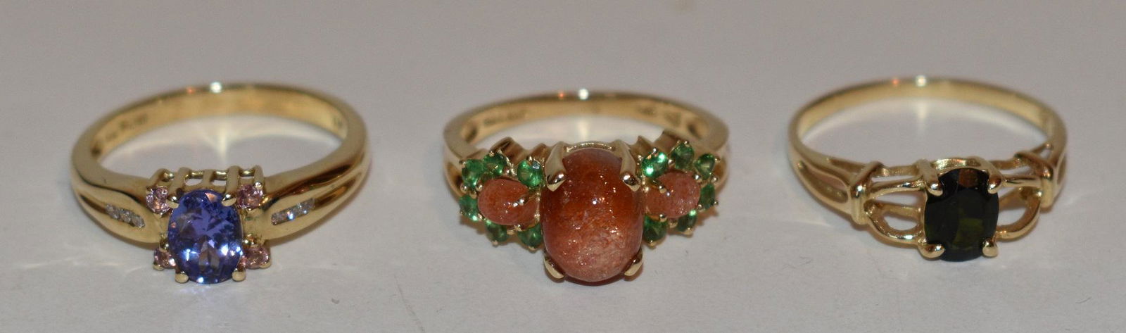 (3) CONTEMPORARY 14KT YW GOLD/SAPPHIRE/TANZANITE RINGS (1 of 18)