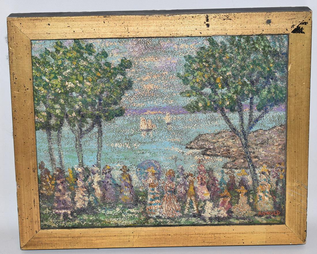 O/B RIVER VIEW W/ FIGURES SIGNED ARNOLD (1 of 10)