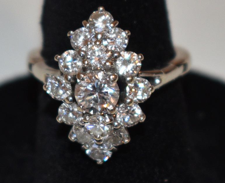 VINTAGE 14KT WHITE GOLD/DIAMOND COCKTAIL RING W/ .98 CT (1 of 10)