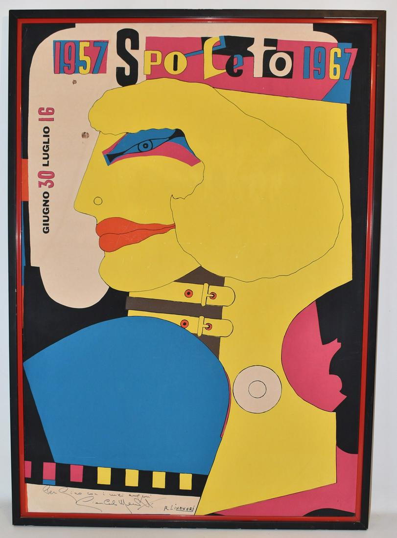 RARE LITHO POSTER SPOLETO 1957-1967 INSCRIBED/ (1 of 10)