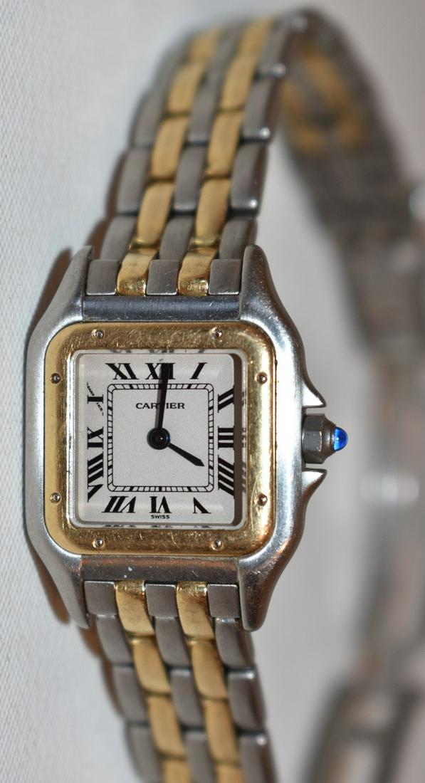 VINTAGE LADIES CARTIER 14KT YELLOW GOLD/STAINLESS WATCH (1 of 7)