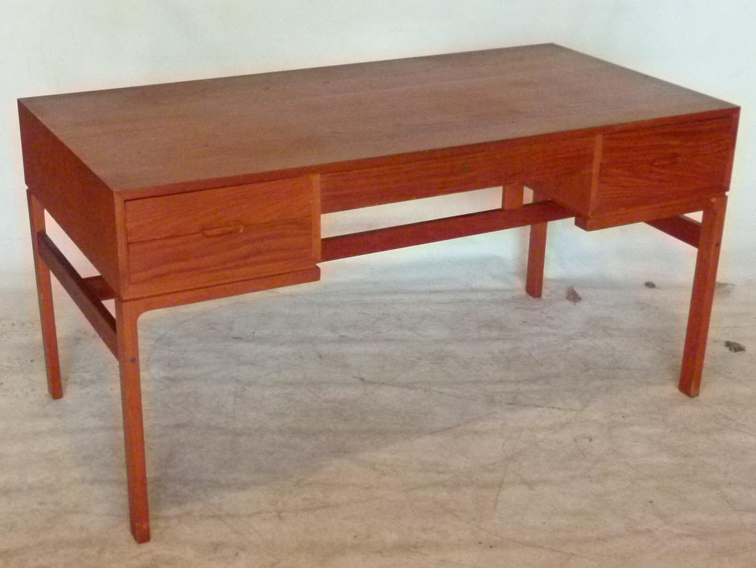 DANISH MODERN TEAKWOOD DESK, C. 1960/70: DANISH MODERN TEAKWOOD DESK, C. 1960/70, H. 29" W. 57"