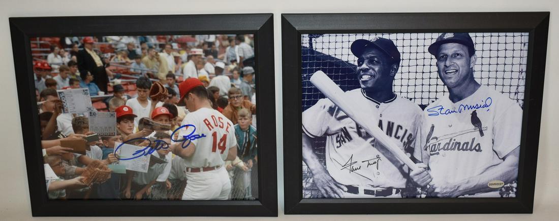 LOT (2) AUTOGRAPHED BASEBALL PHOTOS MAYS, MUSIAL, ROSE (1 of 11)