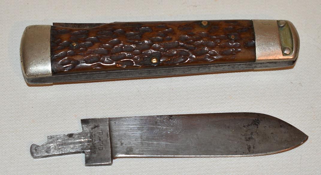 NAPANOCH STAG HANDLE LOCK BLADE POCKET KNIFE, 19/20TH C: NAPANOCH STAG HANDLE LOCK BLADE POCKET KNIFE, 19/20TH C.