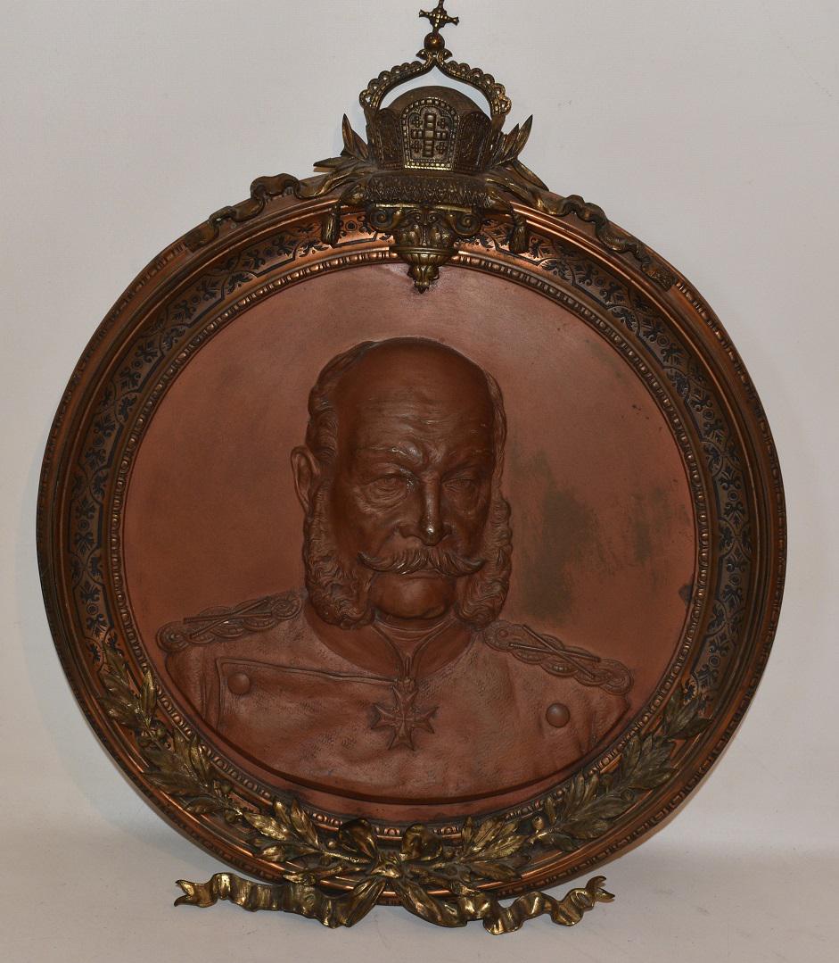LARGE GERMAN BRONZE/ COPPER REPOSSE PLAQUE OF WILLIAM I (1 of 8)