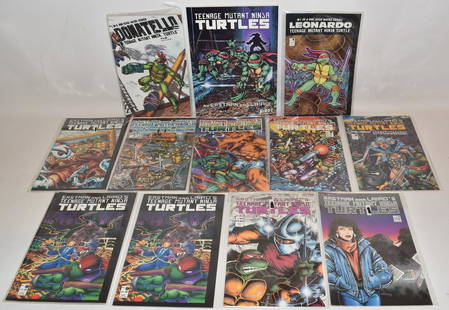 (13) TEENAGE MUTANT NINJA TURTLES COMICS INCL. LEONARDO: LOT (13) TEENAGE MUTANT NINJA TURTLES COMICS INCL. LEONARDO #1, DONATELLO #1, SERIES #3, 5, 6, 7, 8, (3) 9'S, 10 & 11