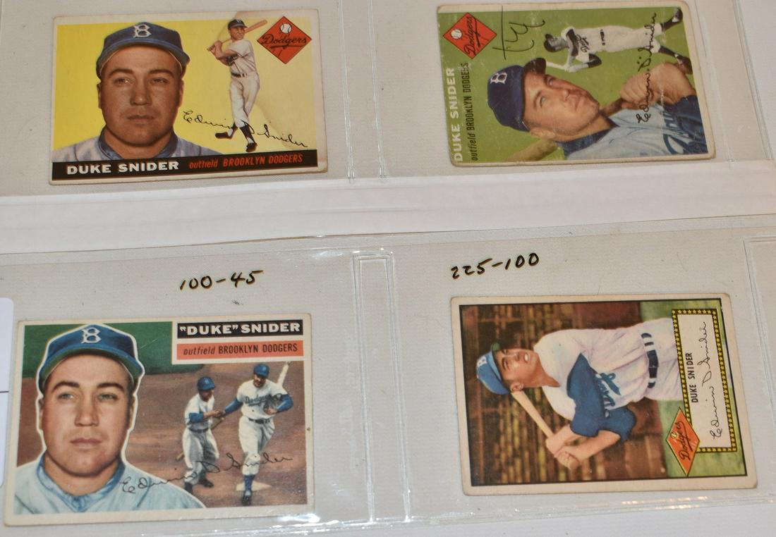 LOT (4) 1952/55 TOPPS BASEBALL CARDS ALL DUKE SNIDER (1 of 9)