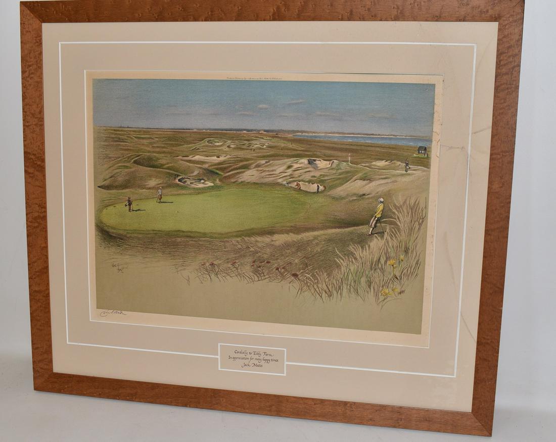PRINT W/PASTEL ST. ANDREWS GOLF COURSE SIGNED ALDIN (1 of 14)