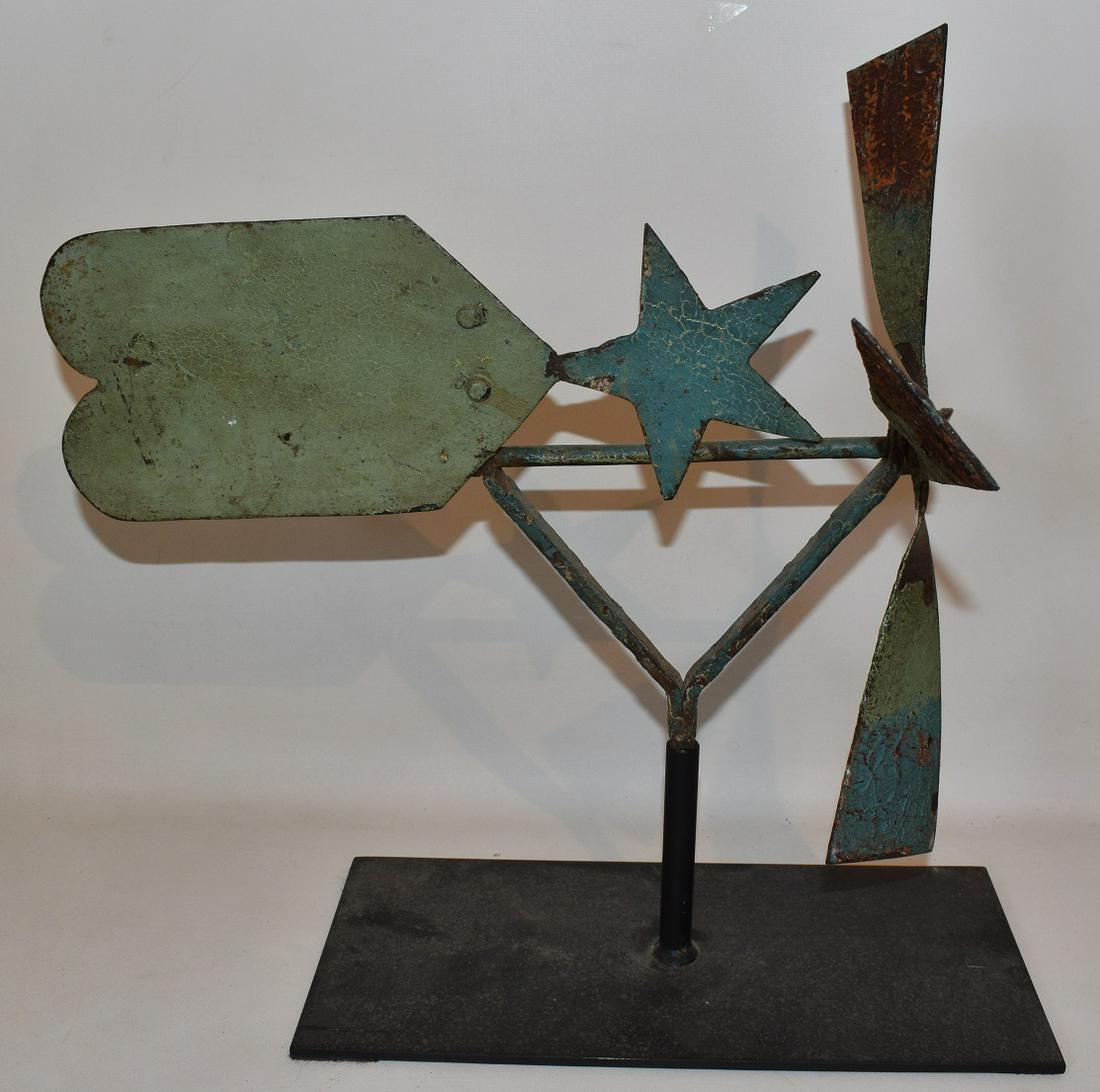 FOLK ART AMERICAN PAINTED SHEET STEEL WHIRLYGIG 19TH C (1 of 8)