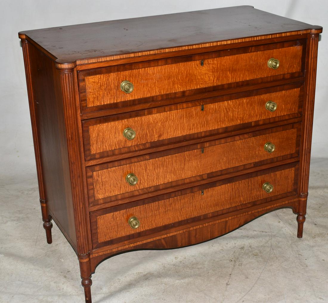 NEW ENGLAND NORTH SHORE MAHOGANY/CURLY MAPLE DRESSER (1 of 8)