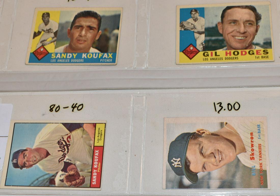 (4) 1957/61 TOPPS BASEBALL CARDS INCL. KOUFAX, HODGES (1 of 9)