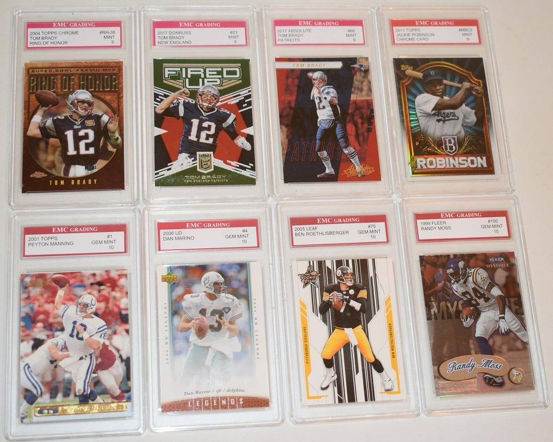 (8) GRADED CARDS INCL. BRADY/P. MANNING/MARINO/MOSS (1 of 17)