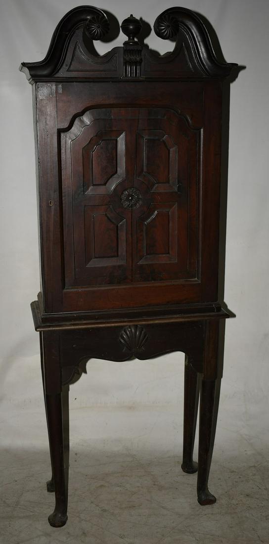 ENGLISH MAHOGANY QUEEN ANNE CABINET, 18TH C. (1 of 11)