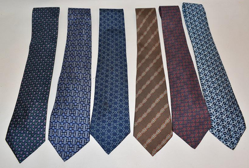 LOT (6) HERMES SILK TIES (1 of 18)