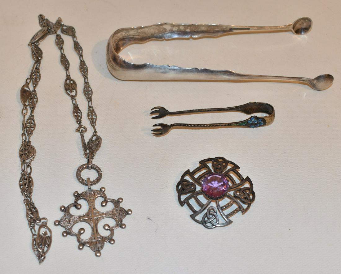 LOT ASSORTED STERLING/COIN SILVER NECKLACES/TONGS (1 of 9)