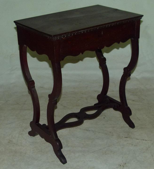 EMPIRE MAHOGANY SIDE TABLE W/ DRAWER, C. 1830 (1 of 9)