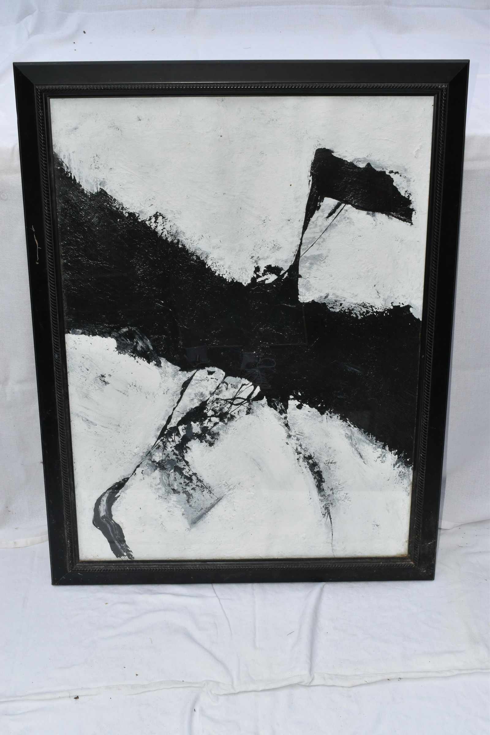 O/C ABSTRACT BLACK/WHITE SIGNED VERSO IVAN SUVANJIER (1 of 7)