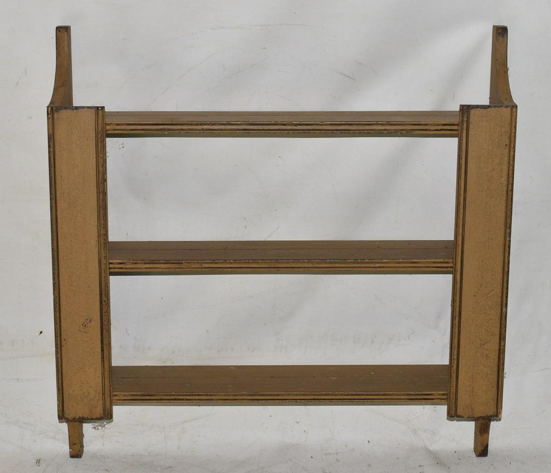 COUNTRY PAINTED (OCHRE) 3 TIER HANGING SHELF, 19TH C. (1 of 6)