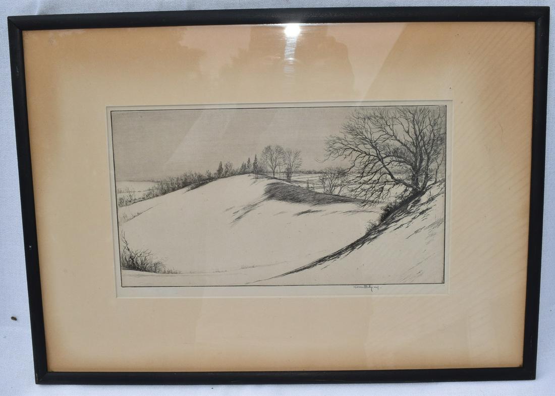 ETCHING THE WHALES BACK SIGNED KERR EBY: ETCHING THE WHALES BACK SIGNED KERR EBY (1889-1946 CONN., CANADA, JAPAN) 7" X 12"