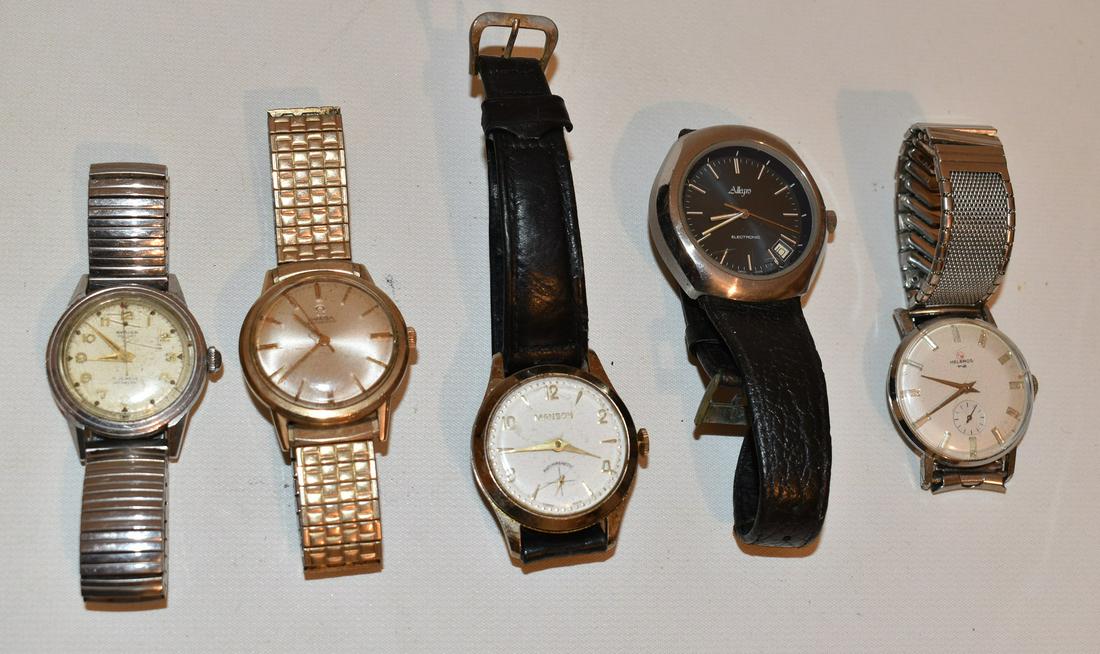 LOT (5) ASSORTED VINTAGE WATCHES INCL. OMEGA (1 of 13)