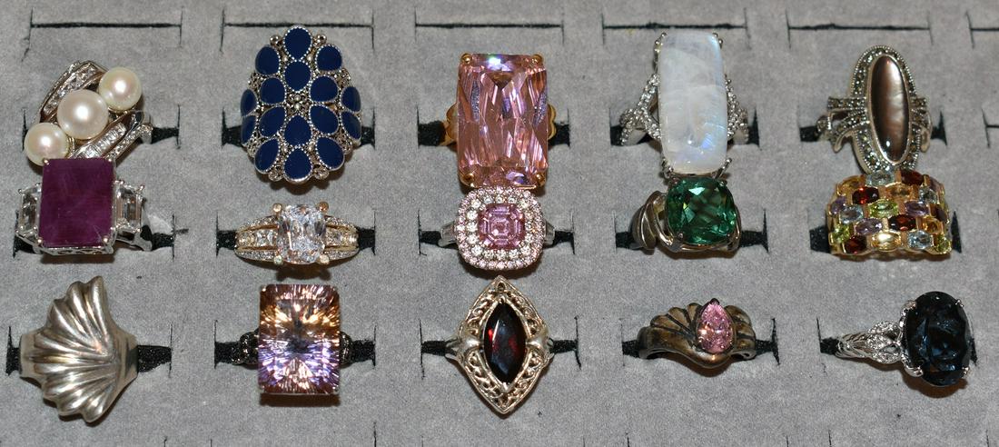 BAG LOT ASST. STERLING RINGS W/VARIOUS STONES (1 of 6)