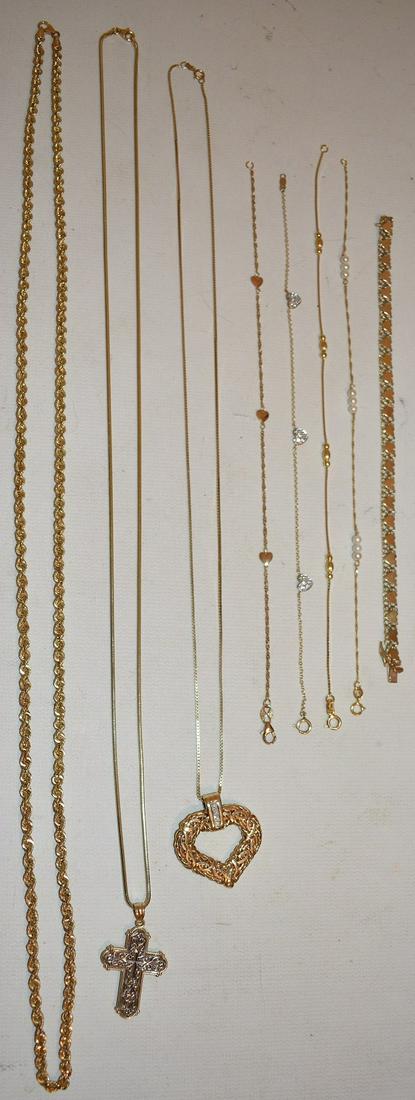LOT ASST. CONT. 14 KT YELLOW GOLD BRACELETS & NECKLACES (1 of 8)