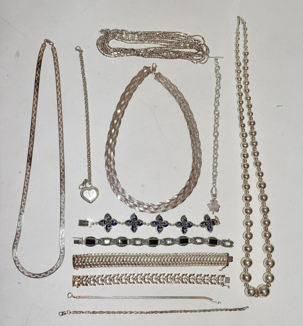 LOT ASSORT. STERLING NECKLACES & BRACELETS (1 of 8)