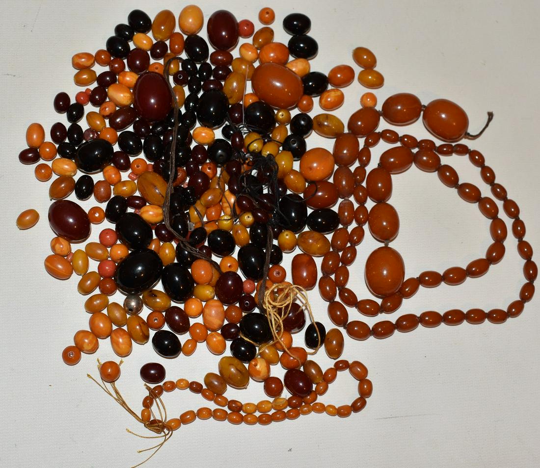 LG. LOT ASST. BALTIC AMBER NECKLACE BEADS, 19/20TH C. (1 of 6)