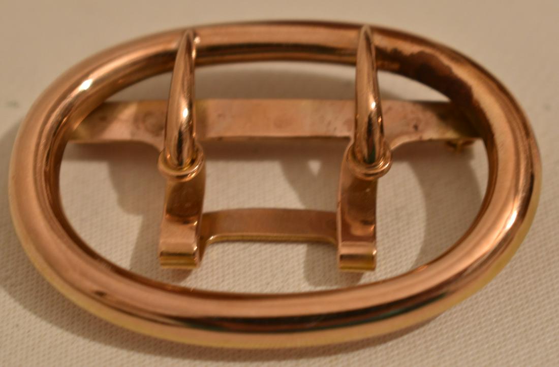 ART DECO 14KT ROSE GOLD BELT BUCKLE BROOCH, C. 1920 (1 of 10)
