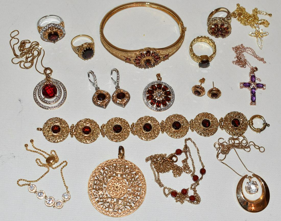 LOT ASST. GOLD PLATED STERLING RINGS, EARRINGS... (1 of 17)