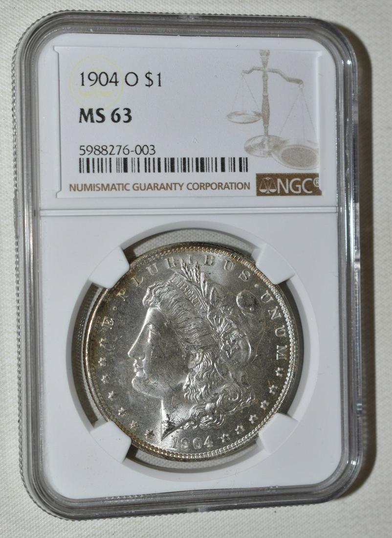 1904-O MORGAN SILVER DOLLAR - GRADED MS  63 (1 of 6)