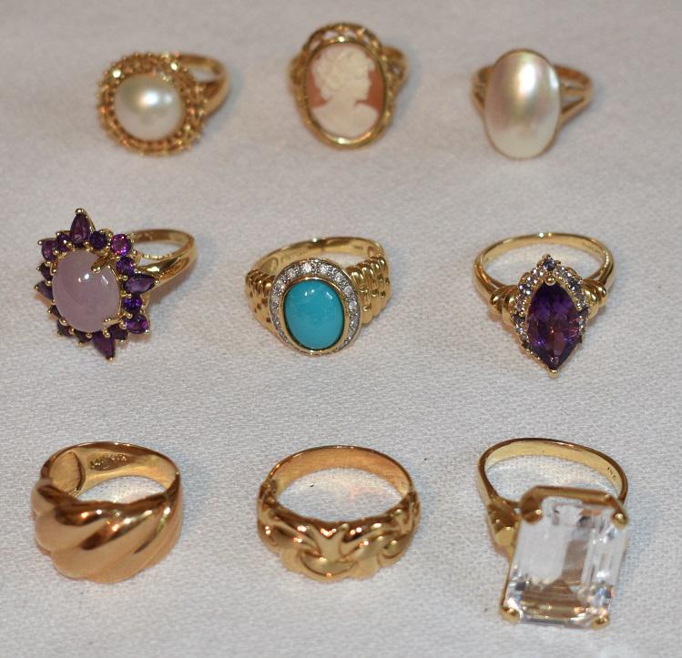 LOT ASST. CONT. 14 KT YELLOW GOLD RINGS, 20TH C. (1 of 7)